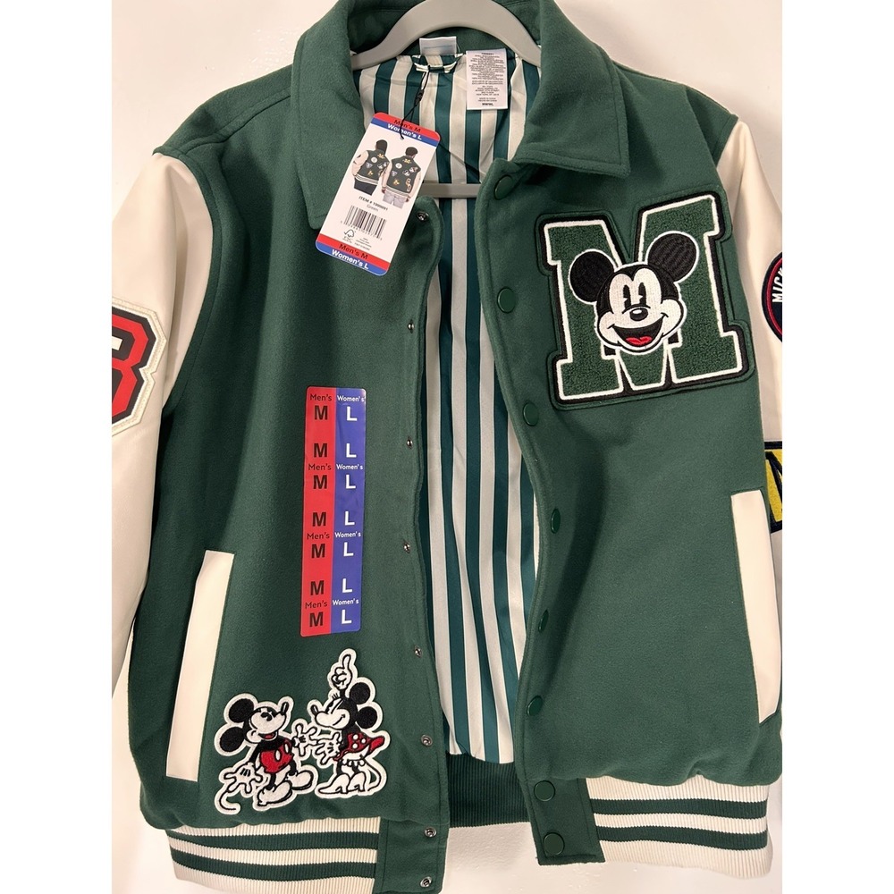 Disney Varsity Jacket Green Adult Mickey & Friends Men's/Woman's  M, L,